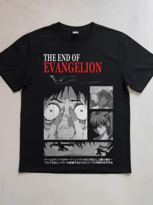 EVA Anime Storyboard Collage Print — Stylish Spring/Summer Commuter-Style Pure Cotton Short-Sleeve Top