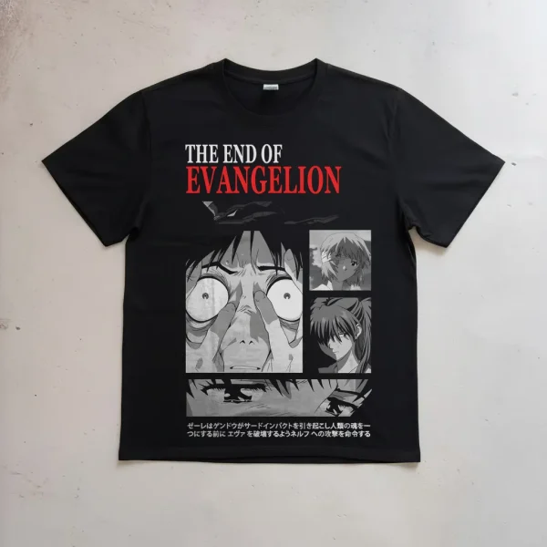 EVA Anime Storyboard Collage Print — Stylish Spring/Summer Commuter-Style Pure Cotton Short-Sleeve Top