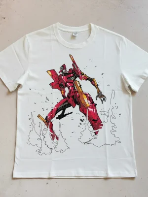 EVA Unit-02 Manga Illustration Print T-Shirt — Japanese Anime Style, Casual & Commuter Wear, Pure Cotton, Short Sleeve