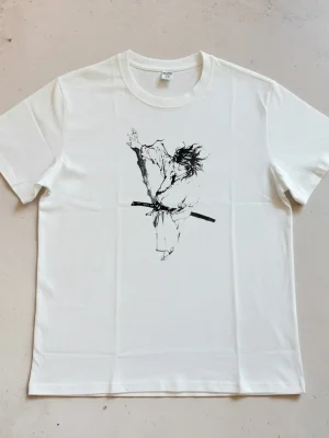 Takehiko Inoue's *Vagabond* (Miyamoto Musashi) Line Art Print — Spring/Summer Pure Cotton Short-Sleeve T-Shirt
