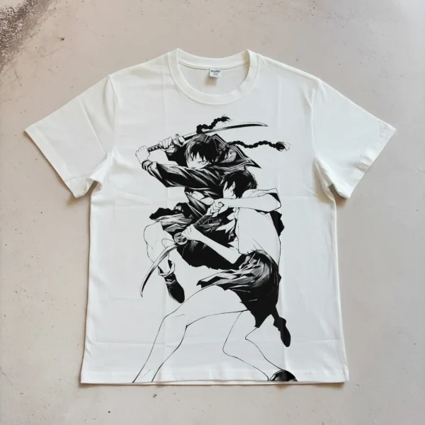 Monogatari もののがたり comic paged digital printing spring and summer pure cotton short sleeves