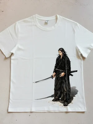 Takehiko Inoue's *Vagabond* (Miyamoto Musashi) Manga — Color Page Illustration Print — Spring/Summer Pure Cotton Short-Sleeve T-Shirt