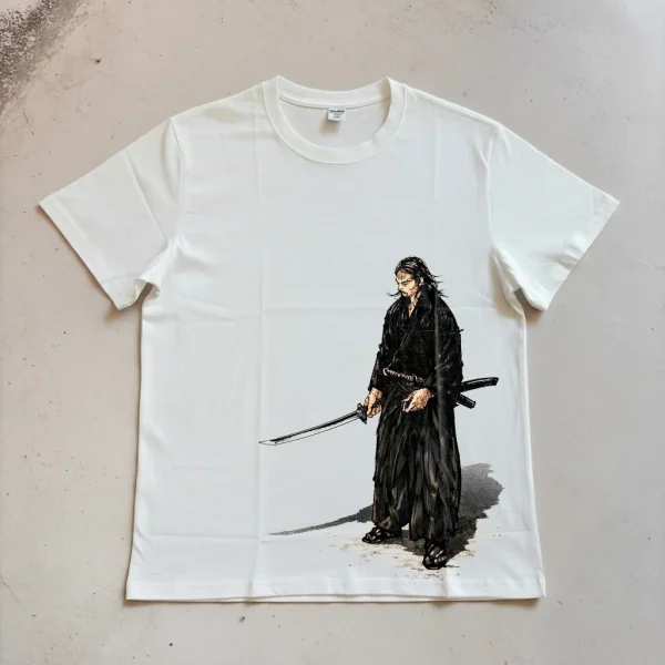 Takehiko Inoue's *Vagabond* (Miyamoto Musashi) Manga — Color Page Illustration Print — Spring/Summer Pure Cotton Short-Sleeve T-Shirt
