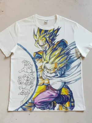 Dragon Ball Z: Father & Son Kamehameha—All-Over Print, Large Graphic, Streetwear-Style Pure Cotton Short-Sleeve T-Shirt