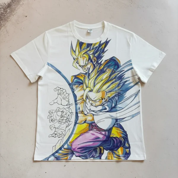 Dragon Ball Z: Father & Son Kamehameha—All-Over Print, Large Graphic, Streetwear-Style Pure Cotton Short-Sleeve T-Shirt
