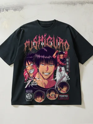 Jujutsu Kaisen: Toji Fushiguro — 330g Heavyweight Pure Cotton Distressed Short-Sleeve T-Shirt