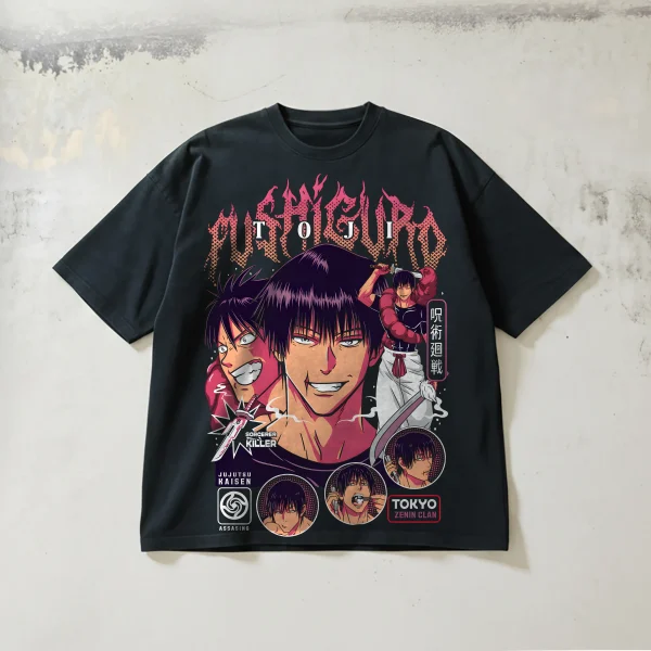 Jujutsu Kaisen: Toji Fushiguro — 330g Heavyweight Pure Cotton Distressed Short-Sleeve T-Shirt