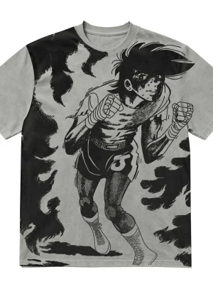 Joe Yabuki "Burning Spirit" - 230g Heavyweight Vintage Wash Anime Tee