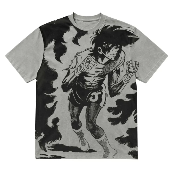 Joe Yabuki "Burning Spirit" - 230g Heavyweight Vintage Wash Anime Tee