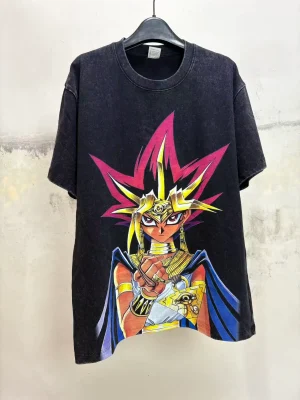 Yu-Gi-Oh! Yami Yugi Pharaoh Atem Heavyweight 300g Acid Wash Vintage Anime T-shirt