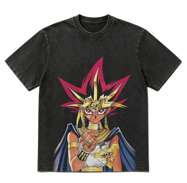 Yu-Gi-Oh! Yami Yugi Pharaoh Atem Heavyweight 300g Acid Wash Vintage Anime T-shirt