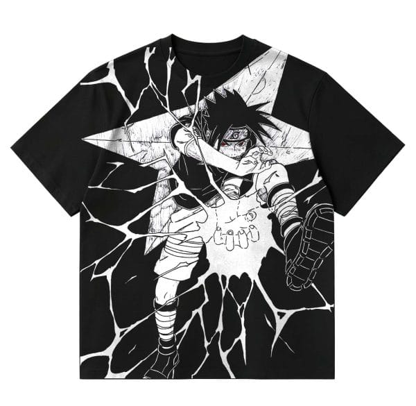 Uchiha Sasuke Chidori Hand-Drawn Line Art All-Over Print 300 gsm T-Shirt - Naruto Streetwear