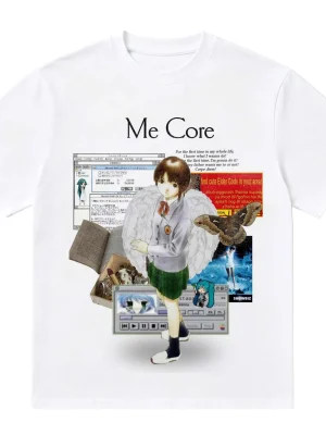 Serial Experiments Lain Cyberpunk Graphic Tee - Internet Nostalgia Subculture Shirt