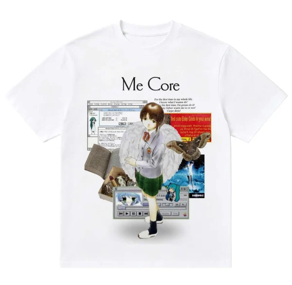 Serial Experiments Lain Cyberpunk Graphic 220 gsm Tee - Internet Nostalgia Subculture Shirt