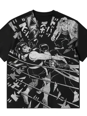 Ashita no Joe Manga Tee - Heavyweight Distressed Style Retro Anime Shirt
