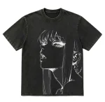 Chainsaw Man Makima Sketch Print Streetwear - 300g Heavyweight Acid Wash Vintage T-Shirt