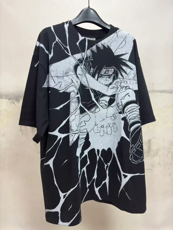 Uchiha Sasuke Chidori Hand-Drawn Line Art All-Over Print T-Shirt - Naruto Streetwear