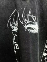 Chainsaw Man Makima Sketch Print Streetwear - 300g Heavyweight Acid Wash Vintage T-Shirt