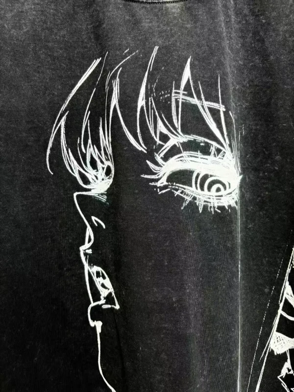 Chainsaw Man Makima Sketch Print Streetwear - 300g Heavyweight Acid Wash Vintage T-Shirt