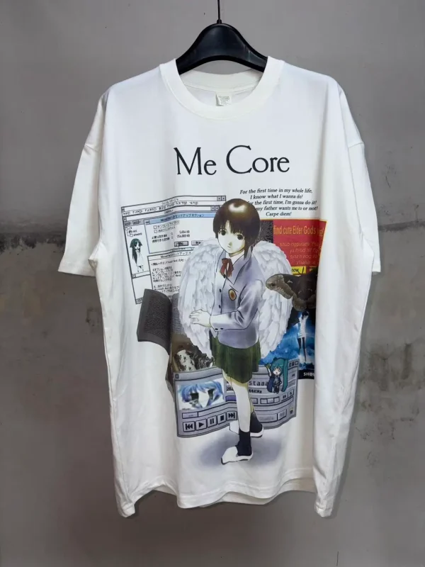 Serial Experiments Lain Cyberpunk Graphic Tee - Internet Nostalgia Subculture Shirt