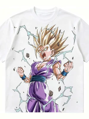 Dragon Ball Gohan Super Saiyan 2 All Over Print Heavyweight Cotton T-Shirt 300gsm