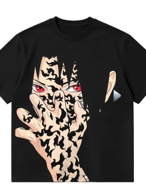 300gsm Heavyweight Cotton Sasuke Curse Mark Manga Tee | Naruto Anime T-Shirt