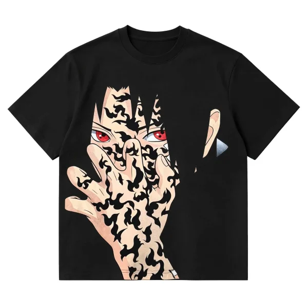 300gsm Heavyweight Cotton Sasuke Curse Mark Manga Tee | Naruto Anime T-Shirt